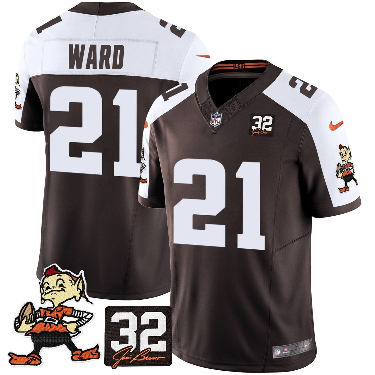 CLE #32 Jim Brown Memorial Patch Vapor Limited Jersey V2