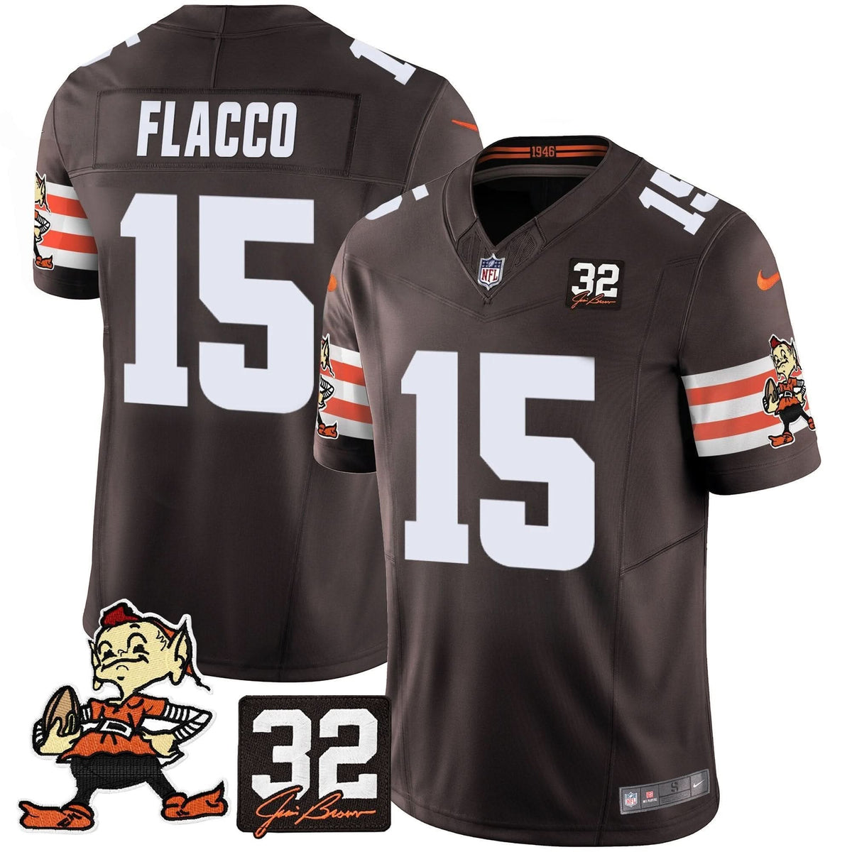 CLE #32 Jim Brown Memorial Patch Vapor Limited Jersey V2