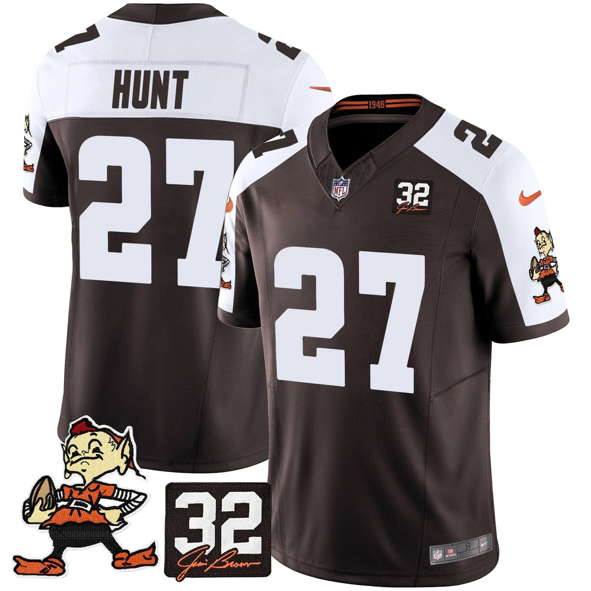 CLE #32 Jim Brown Memorial Patch Vapor Limited Jersey V2