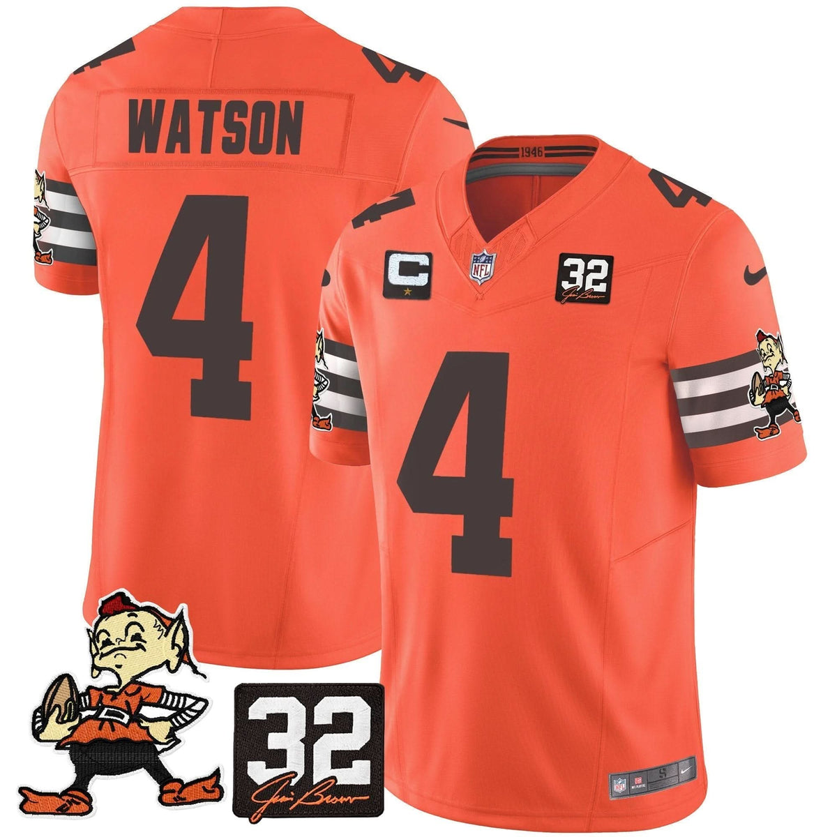 CLE #32 Jim Brown Memorial Patch Vapor Limited Jersey V2
