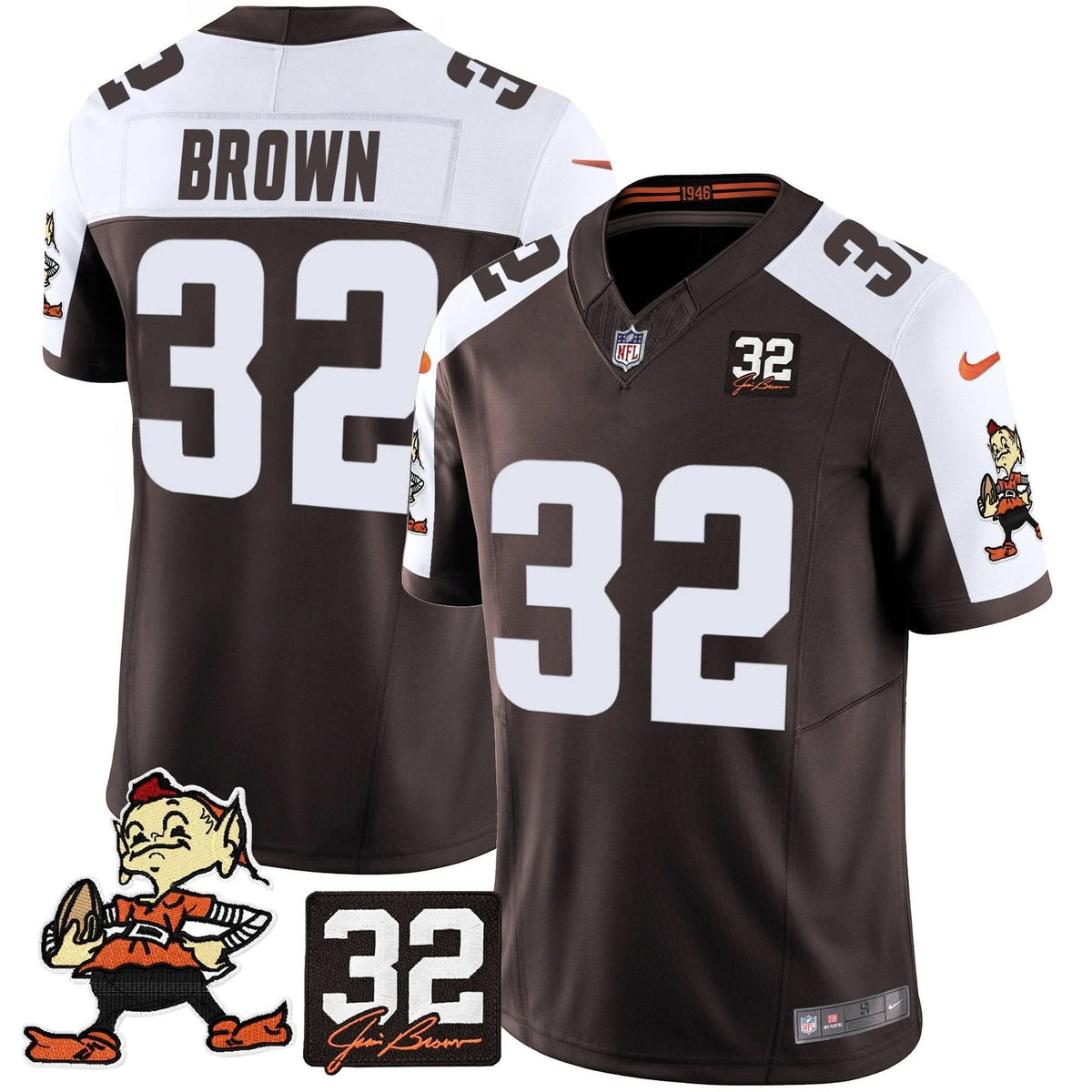 CLE #32 Jim Brown Memorial Patch Vapor Limited Jersey V2