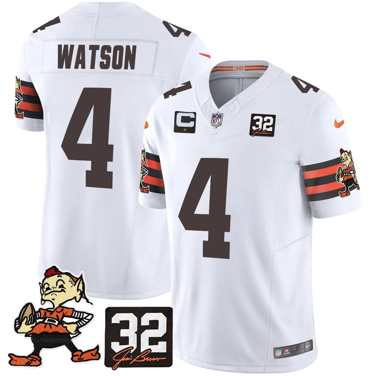 CLE #32 Jim Brown Memorial Patch Vapor Limited Jersey V2