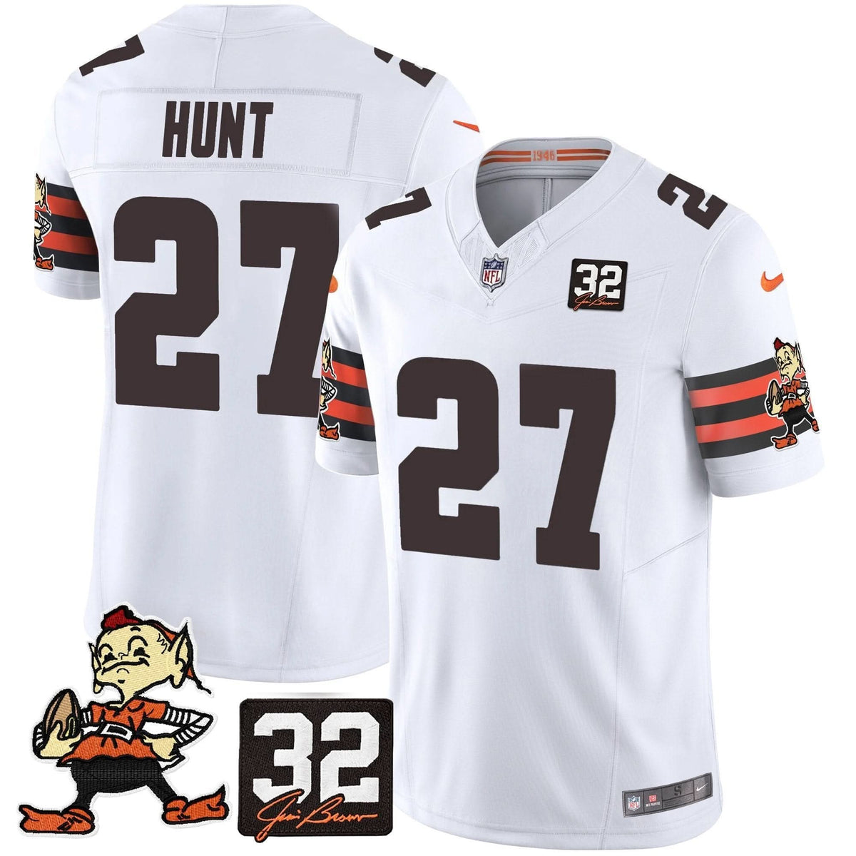 CLE #32 Jim Brown Memorial Patch Vapor Limited Jersey V2