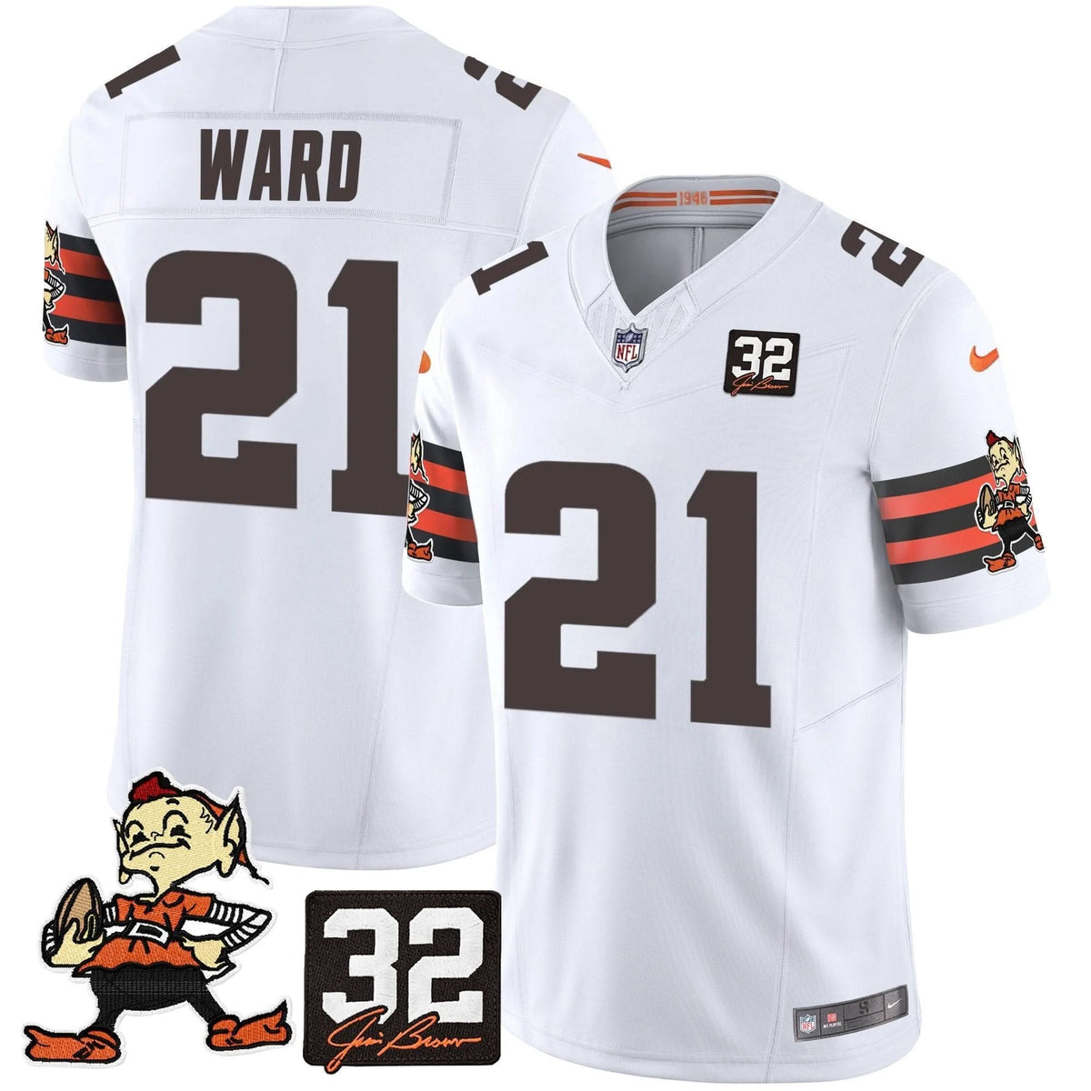 CLE #32 Jim Brown Memorial Patch Vapor Limited Jersey V2
