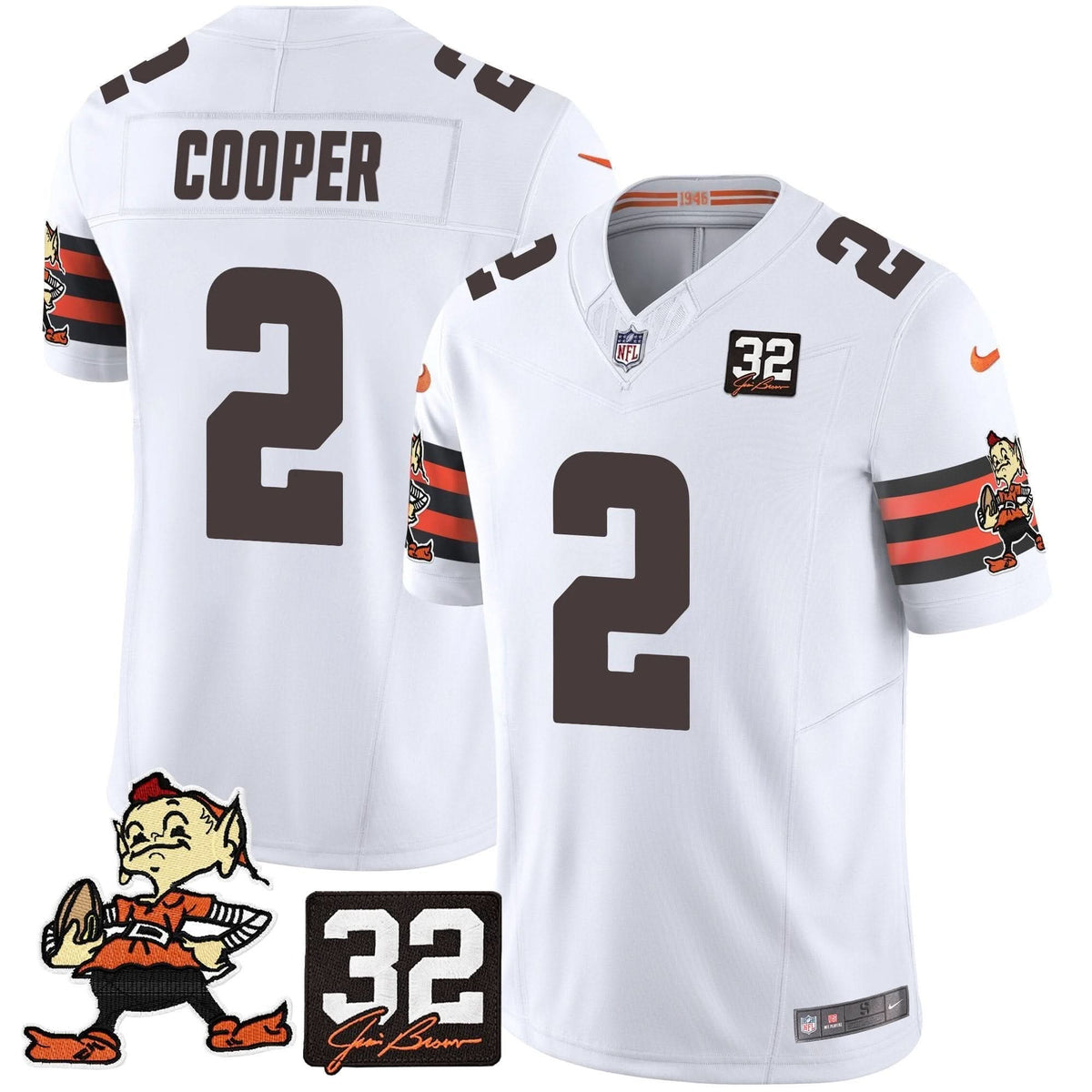 CLE #32 Jim Brown Memorial Patch Vapor Limited Jersey V2