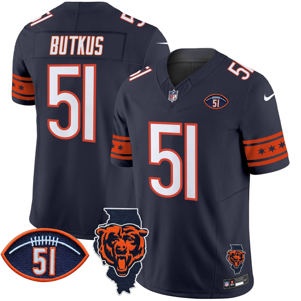 CHI Illinois & Dick Butkus Patch Vapor Limited Jersey