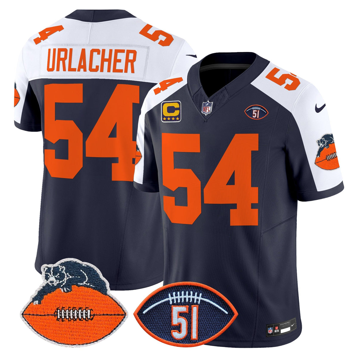 CHI Dick Butkus Patch Throwback Vapor Limited Jersey