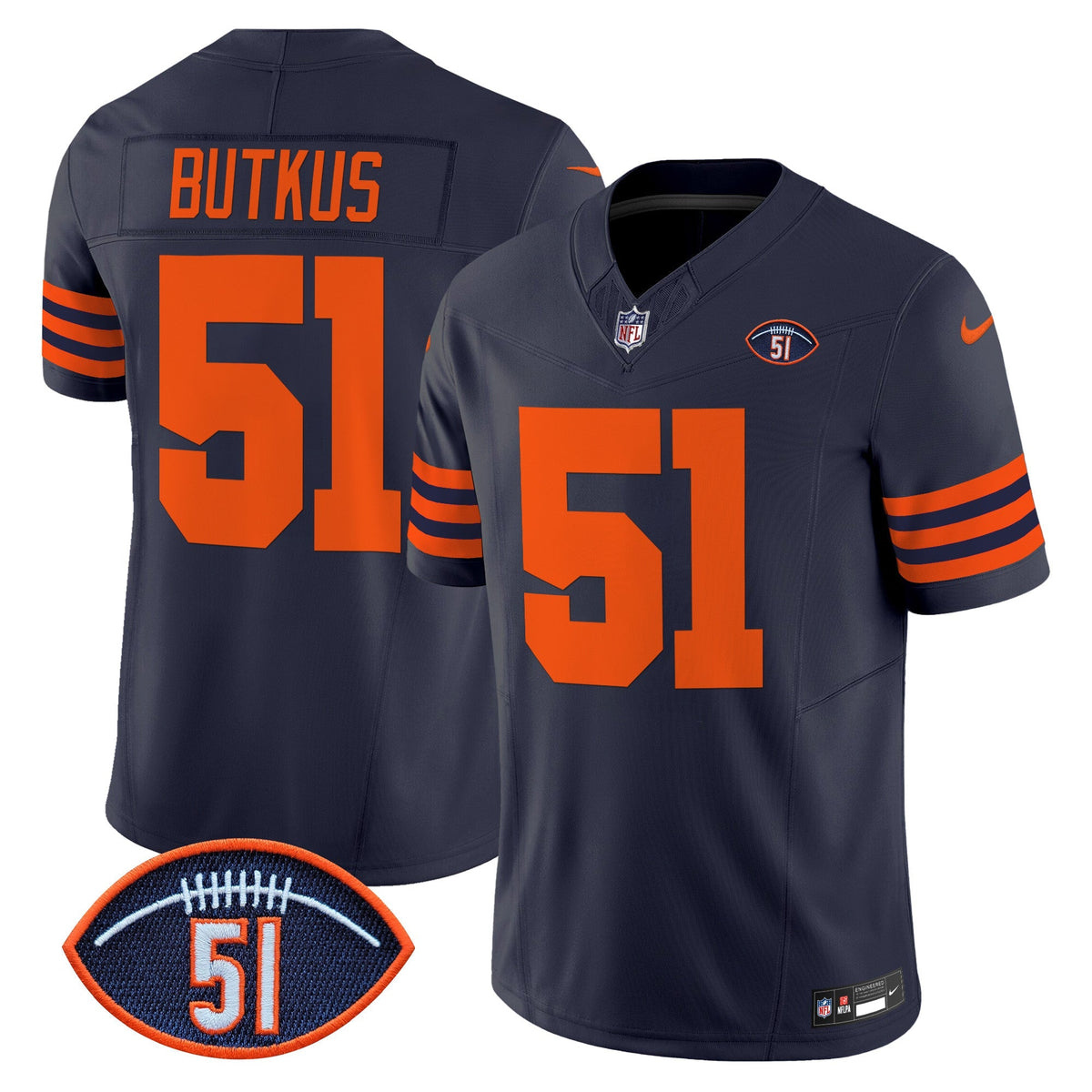 CHI Dick Butkus Patch Throwback Vapor Limited Jersey