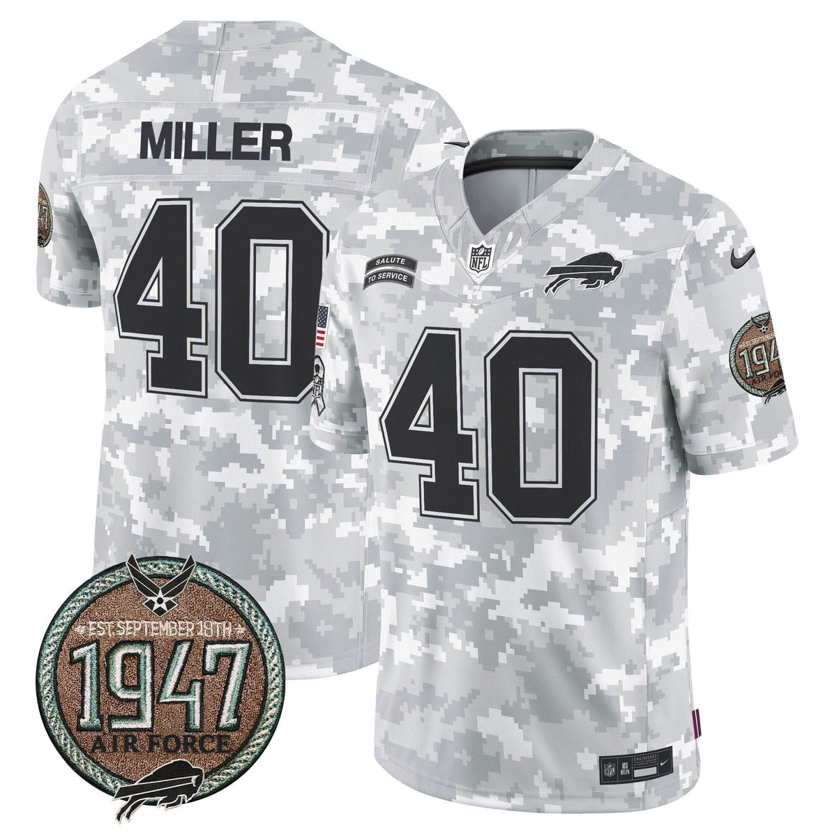 BUF 2024 Salute to Service Establishment Year Patch Vapor Limited Jersey