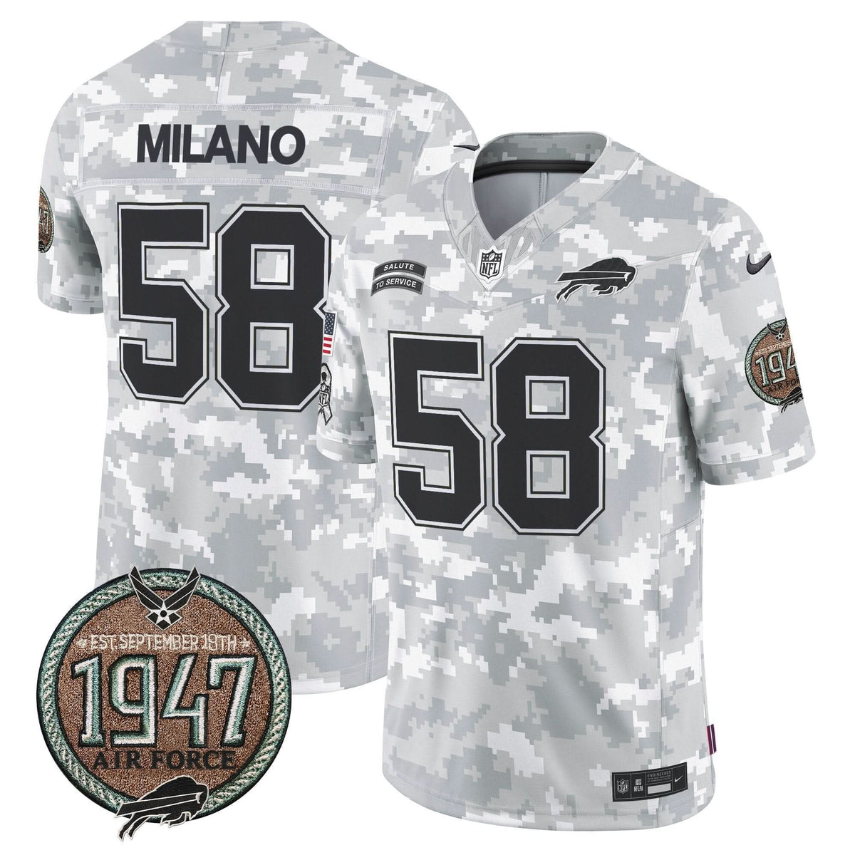 BUF 2024 Salute to Service Establishment Year Patch Vapor Limited Jersey