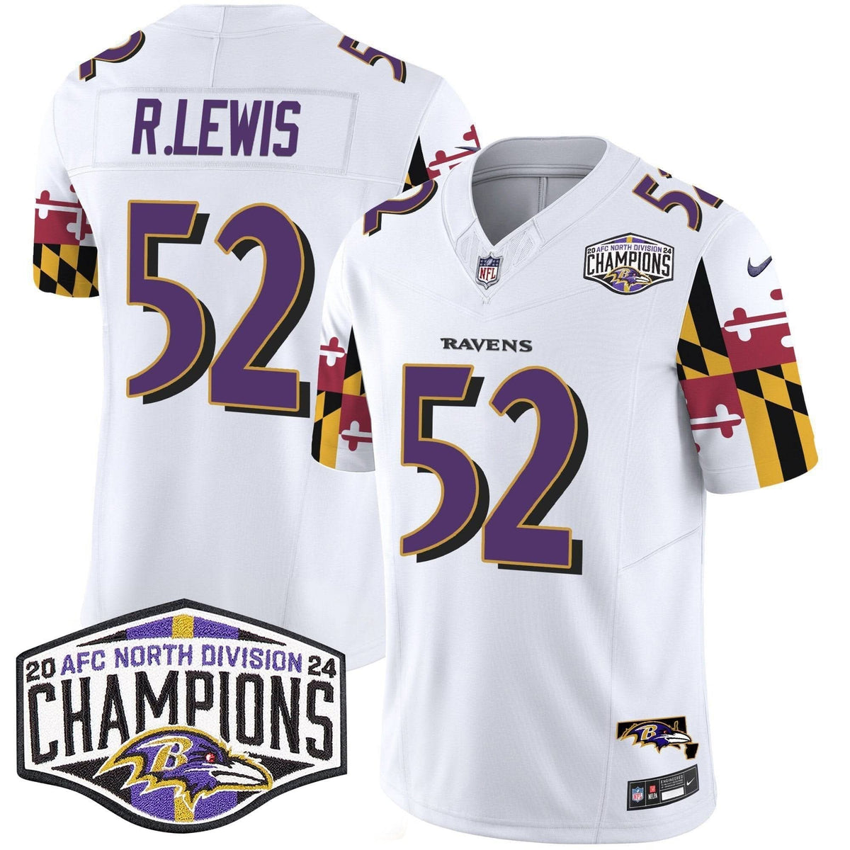 BAL Maryland Flag 2024 AFC North Division Champions Patch Vapor Limited Jersey