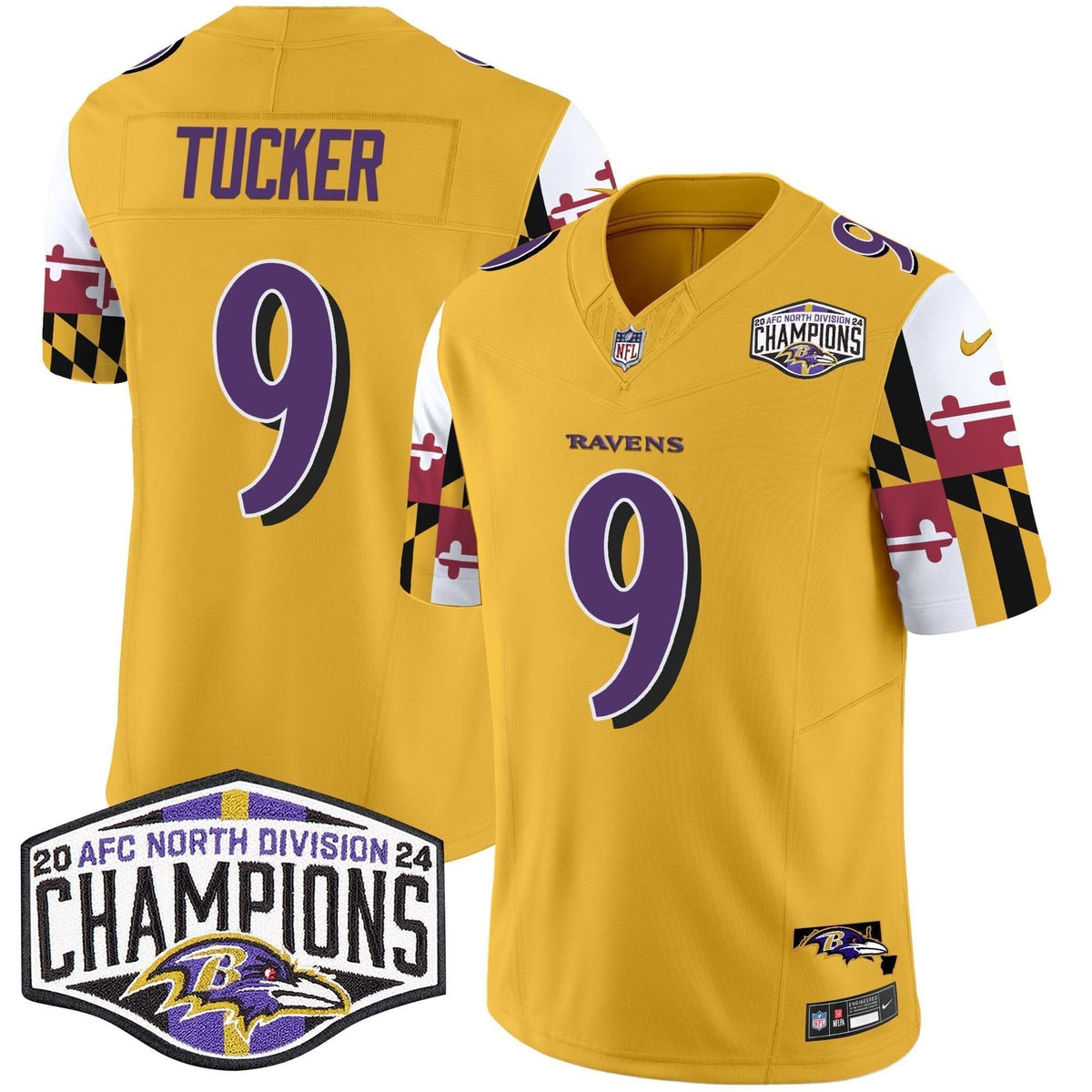 BAL Maryland Flag 2024 AFC North Division Champions Patch Vapor Limited Jersey
