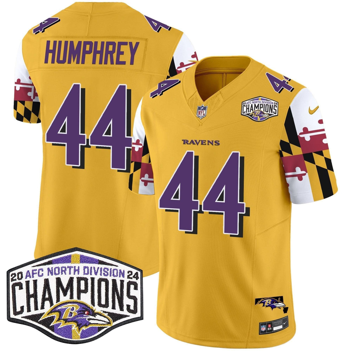 BAL Maryland Flag 2024 AFC North Division Champions Patch Vapor Limited Jersey