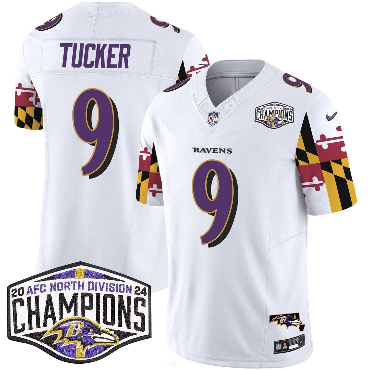 BAL Maryland Flag 2024 AFC North Division Champions Patch Vapor Limited Jersey