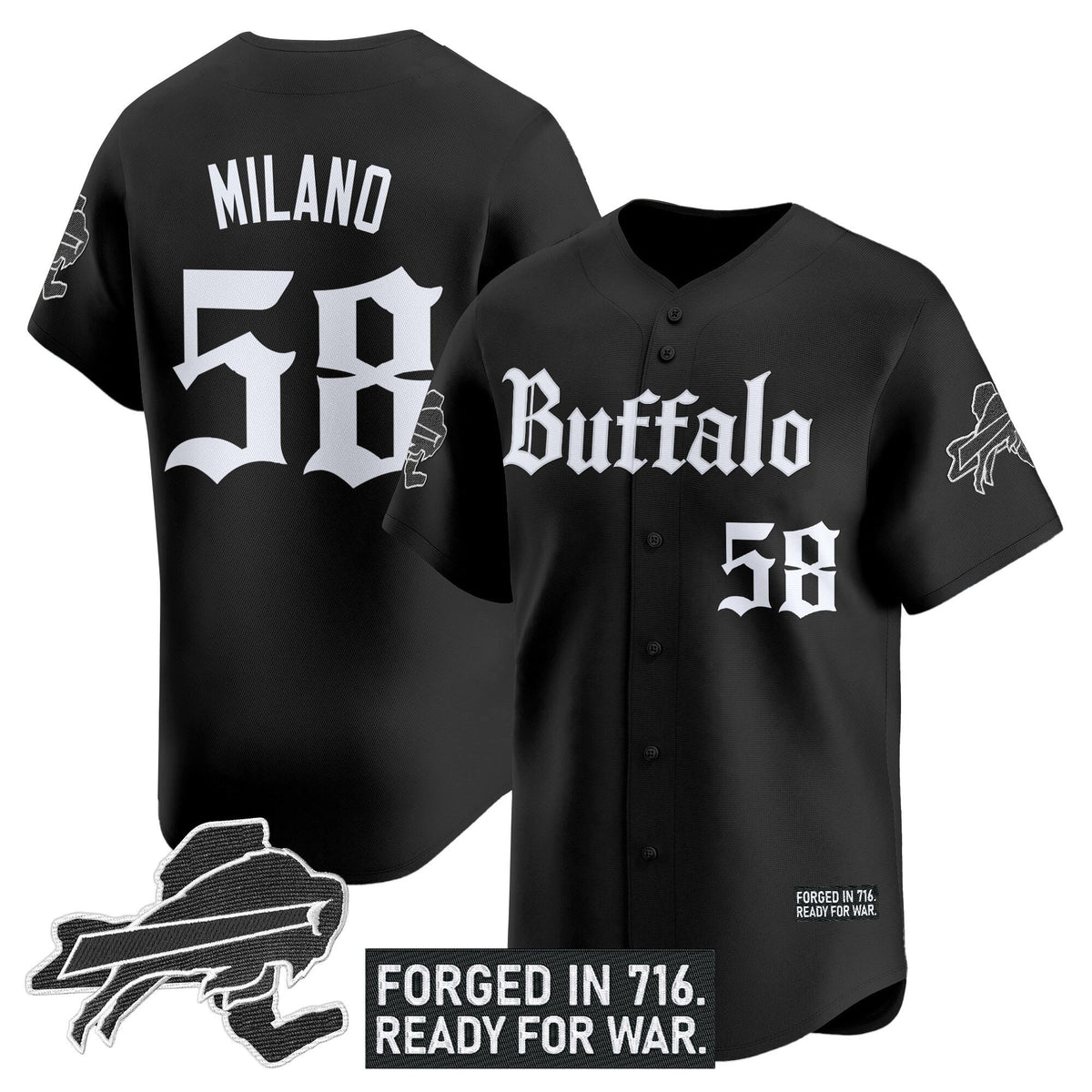 BUF 'Gothic Cold Front Edition' Vapor Baseball Jersey - All Stitched