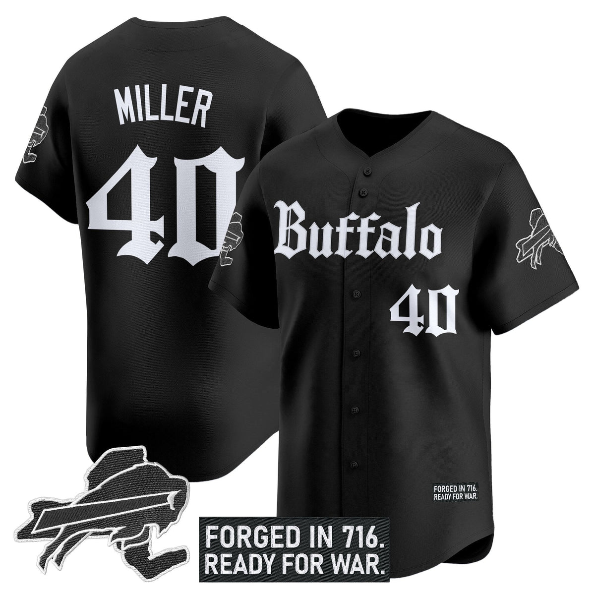 BUF 'Gothic Cold Front Edition' Vapor Baseball Jersey - All Stitched