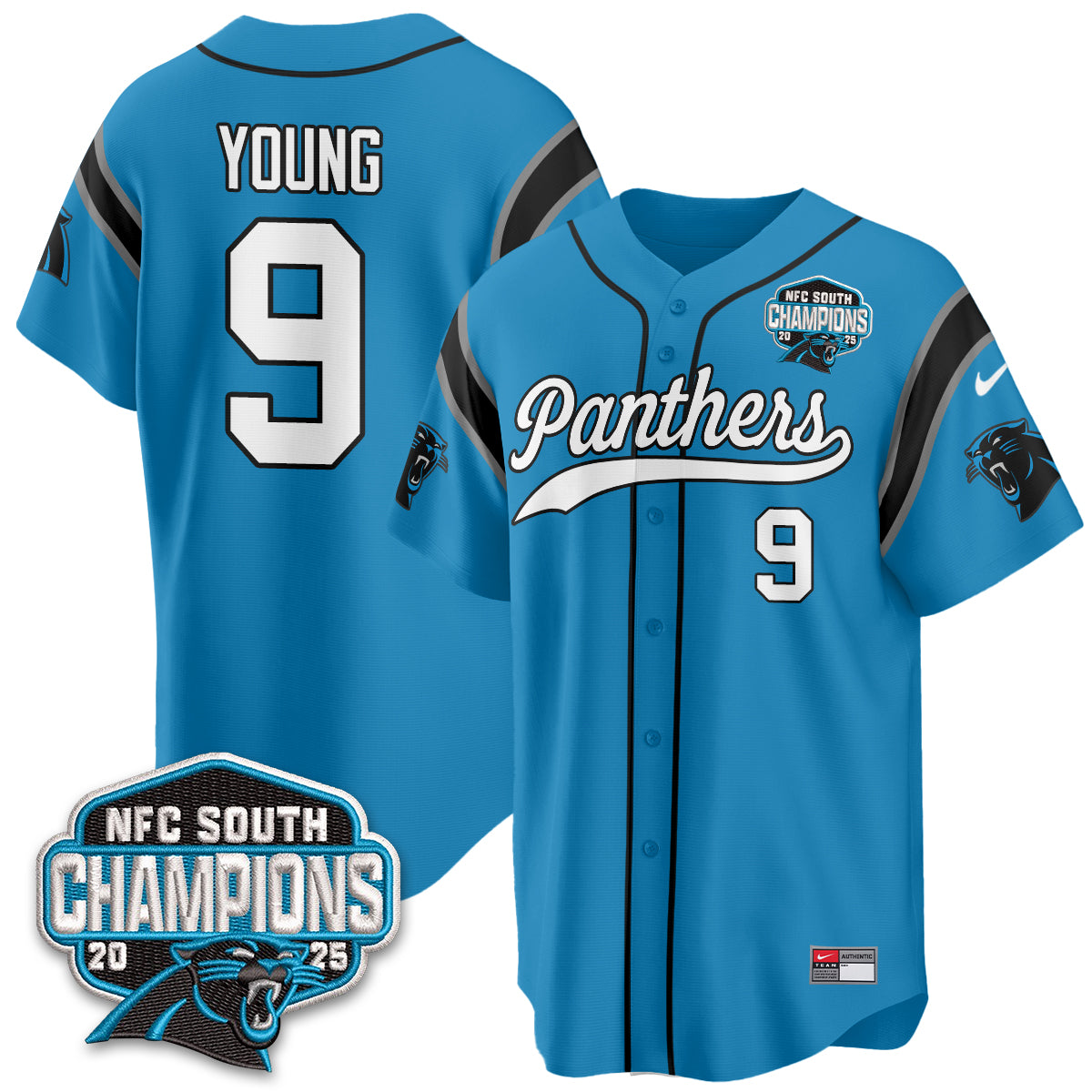CAR NFC South Division Champions Vapor Limited Baseball Jersey - All Stitched