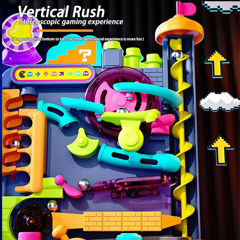 Educational Montessori Toy Multi-Layer Track Adventure Game Rail Rolling Ball Model Interactive Brain for Children Kids