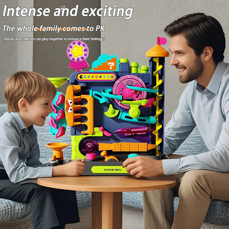 Educational Montessori Toy Multi-Layer Track Adventure Game Rail Rolling Ball Model Interactive Brain for Children Kids