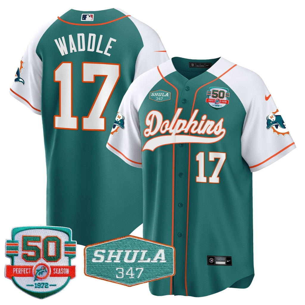 MIA 50th & Don Shula 347 Memorial Patch Baseball Jersey - All Stitched