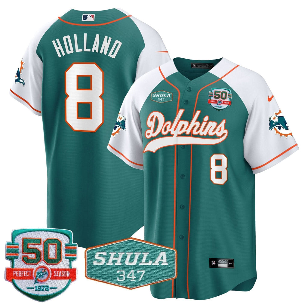 MIA 50th & Don Shula 347 Memorial Patch Baseball Jersey - All Stitched