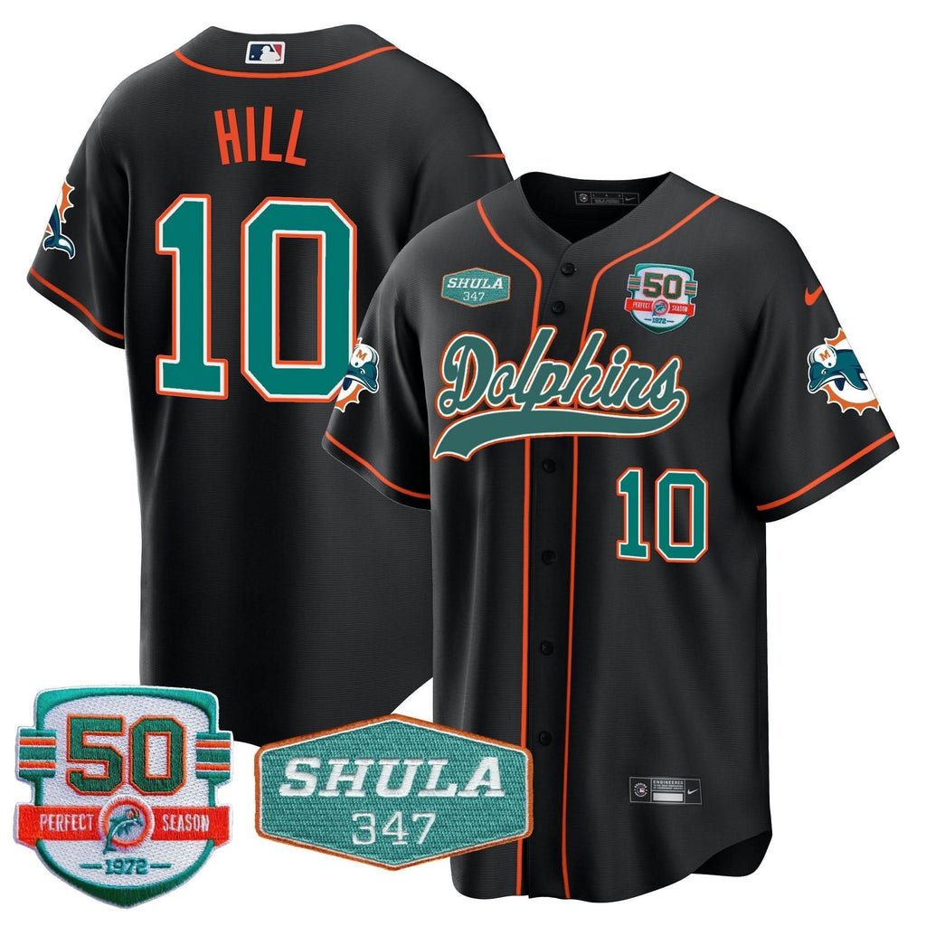 MIA 50th & Don Shula 347 Memorial Patch Baseball Jersey - All Stitched