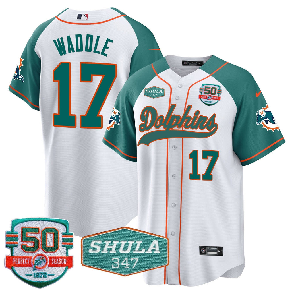 MIA 50th & Don Shula 347 Memorial Patch Baseball Jersey - All Stitched