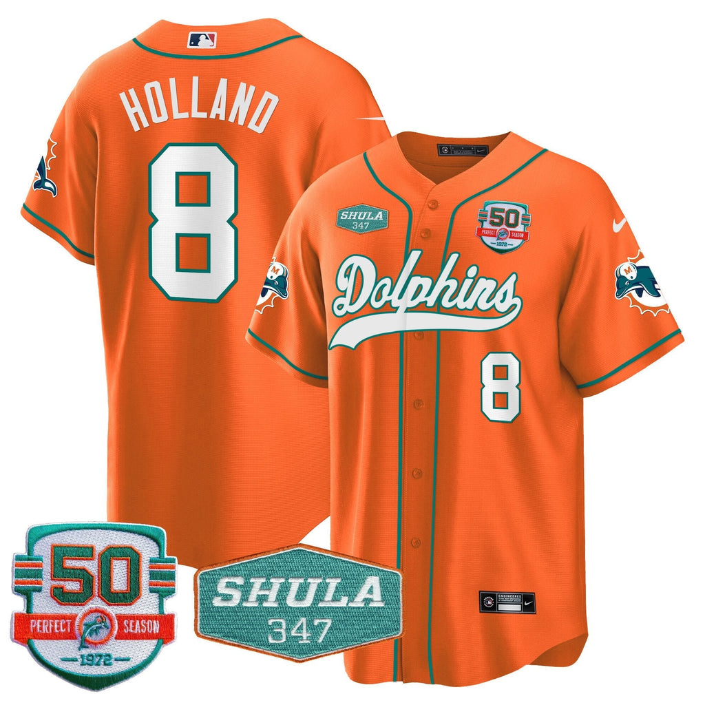 MIA 50th & Don Shula 347 Memorial Patch Baseball Jersey - All Stitched