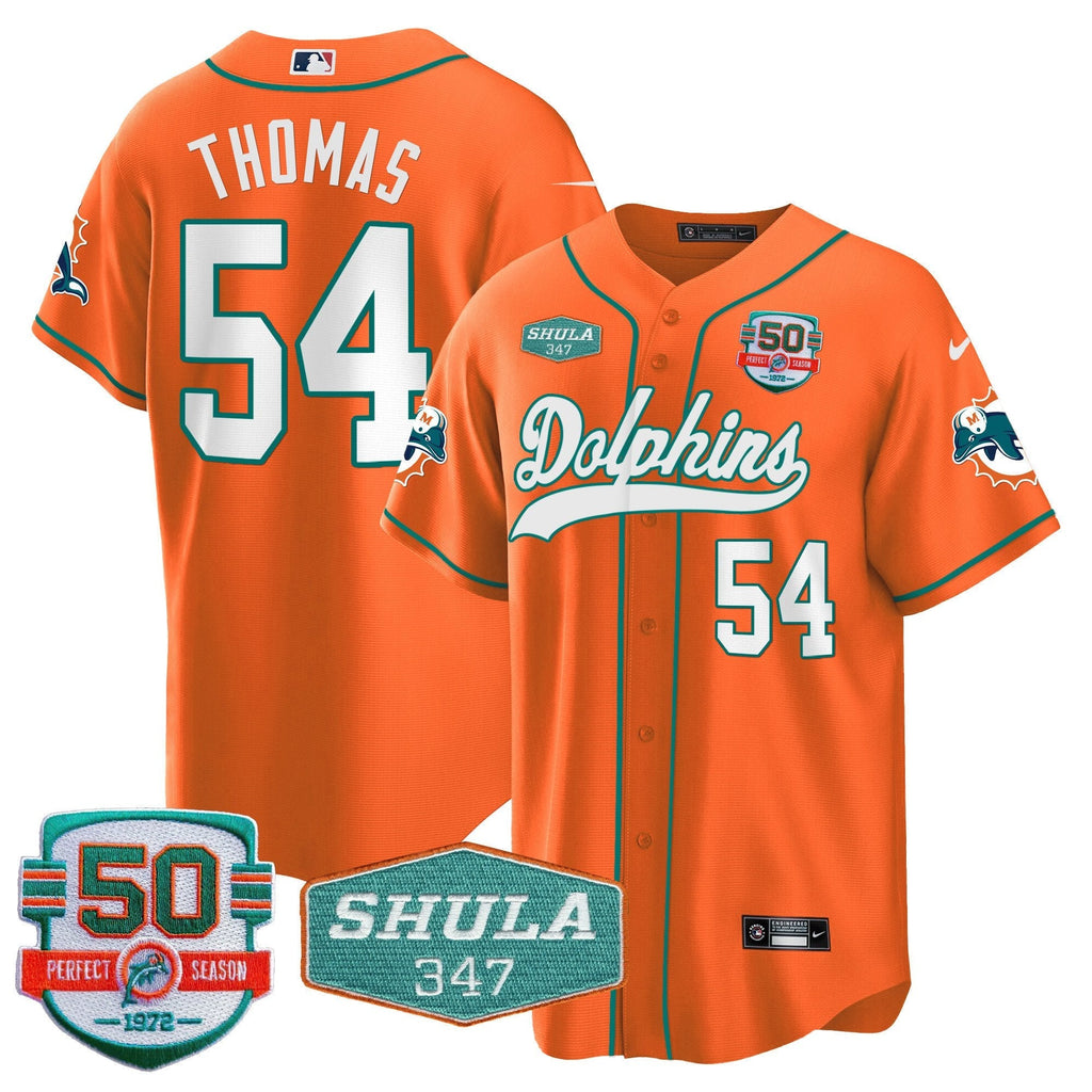 MIA 50th & Don Shula 347 Memorial Patch Baseball Jersey - All Stitched