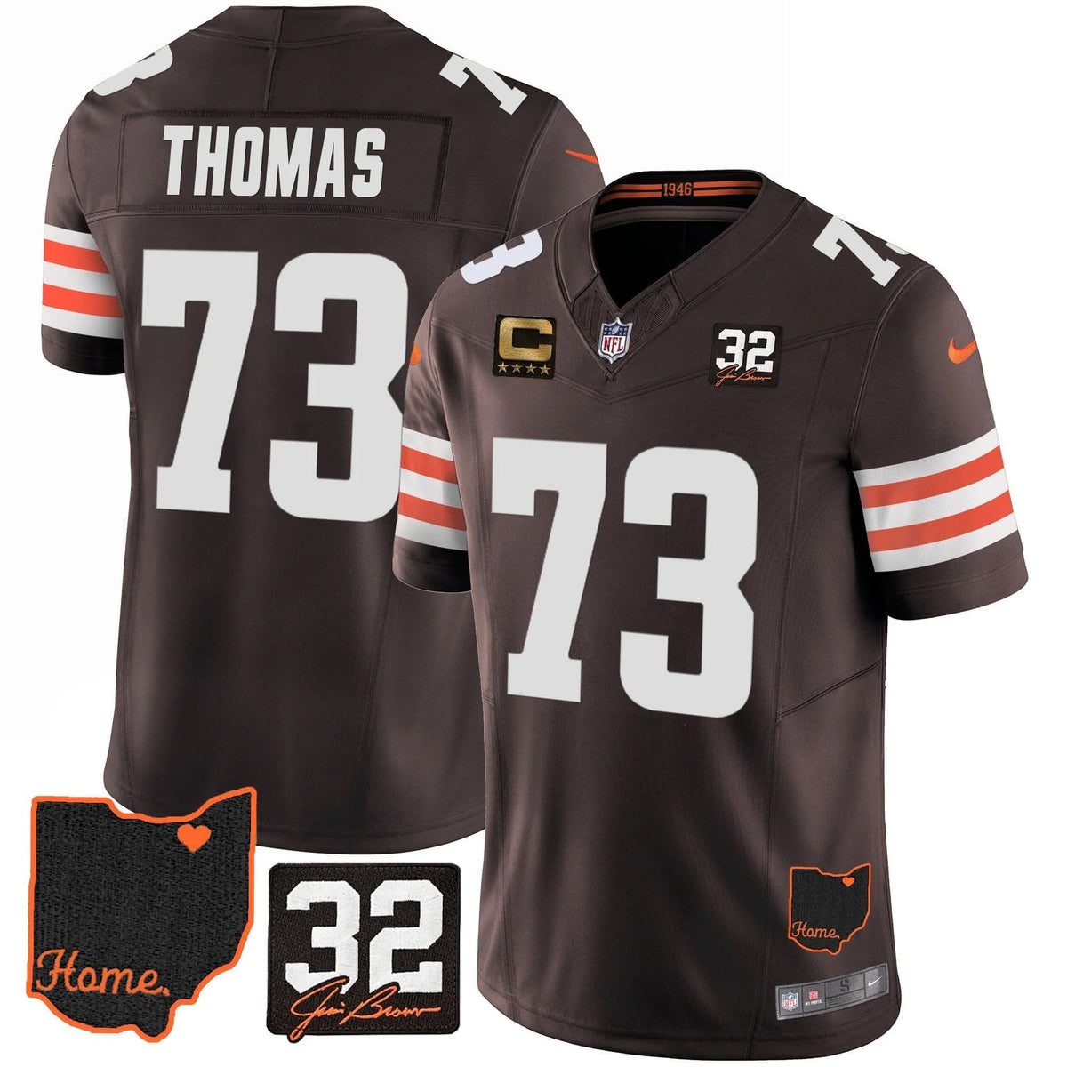 CLE #32 Jim Brown Memorial & Home Patch Jersey V3
