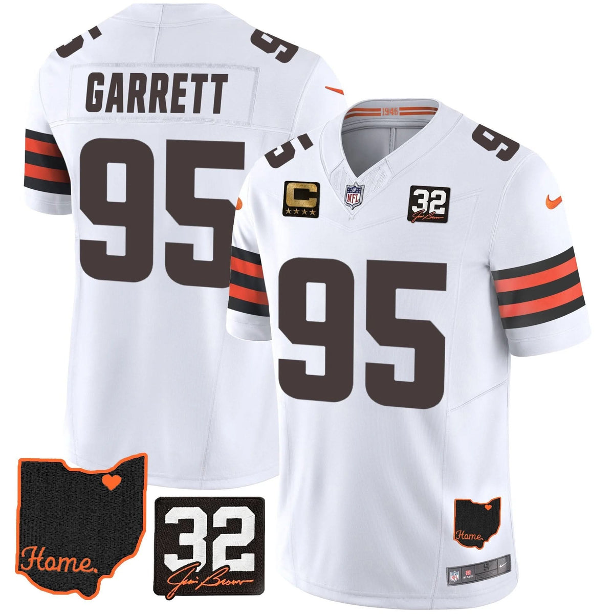 CLE #32 Jim Brown Memorial & Home Patch Jersey V3