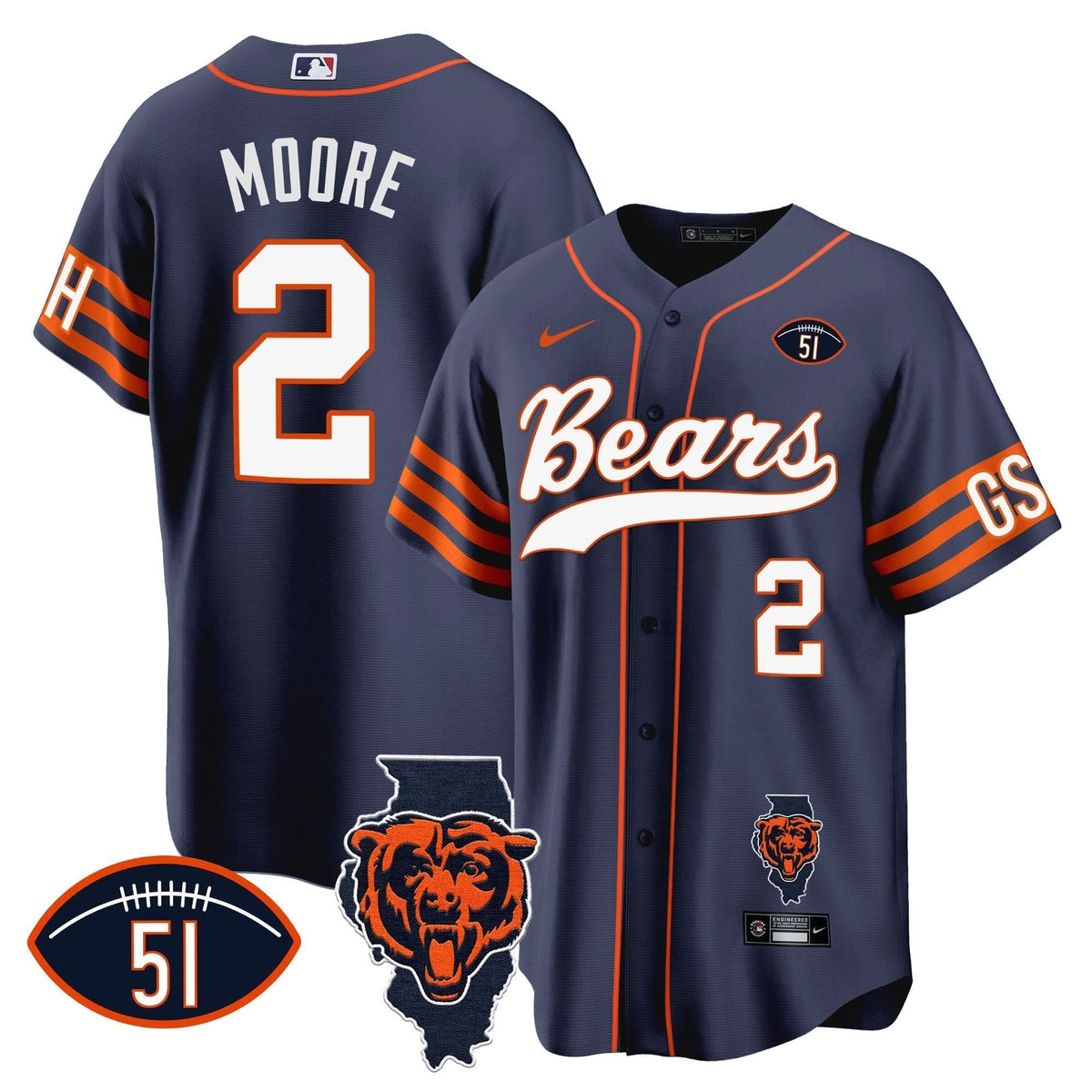 CHI Illinois Patch Baseball Jersey